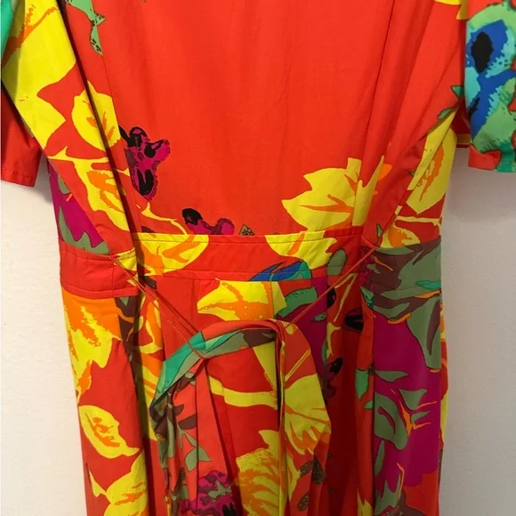 Christopher John Rogers Orange Floral Midi Dress - Picture 9 of 9